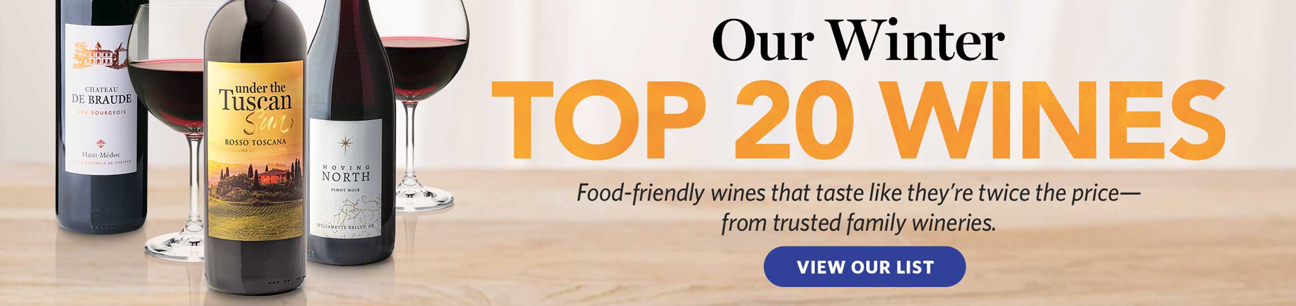 Our winter top 20 wines - view our list